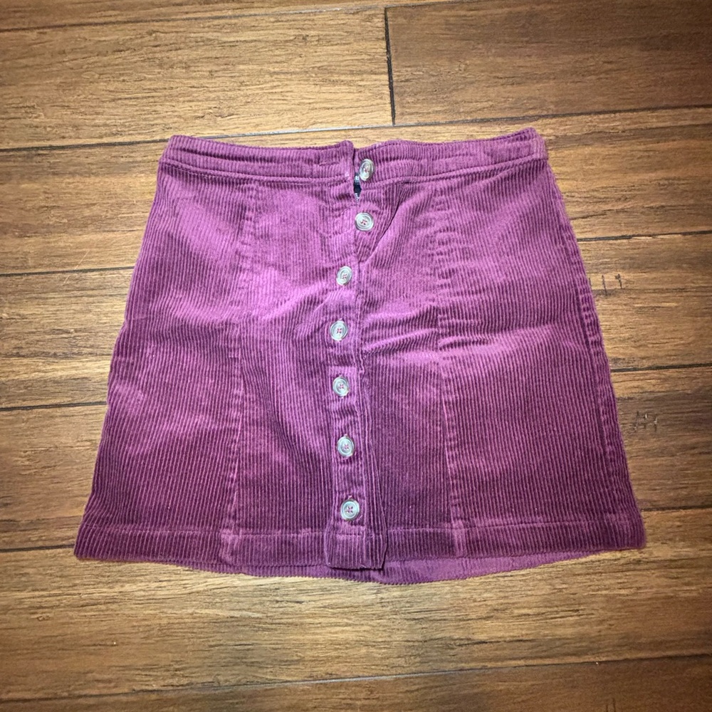Forever 21 Corduroy Button-Front Skirt in Plum